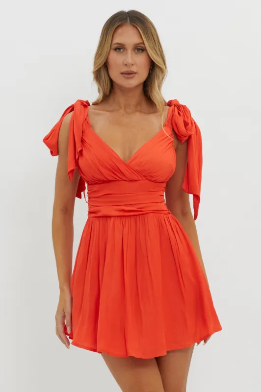 Lola Tied Shoulder Mini Dress Cherry Red sold by Selfie Leslie