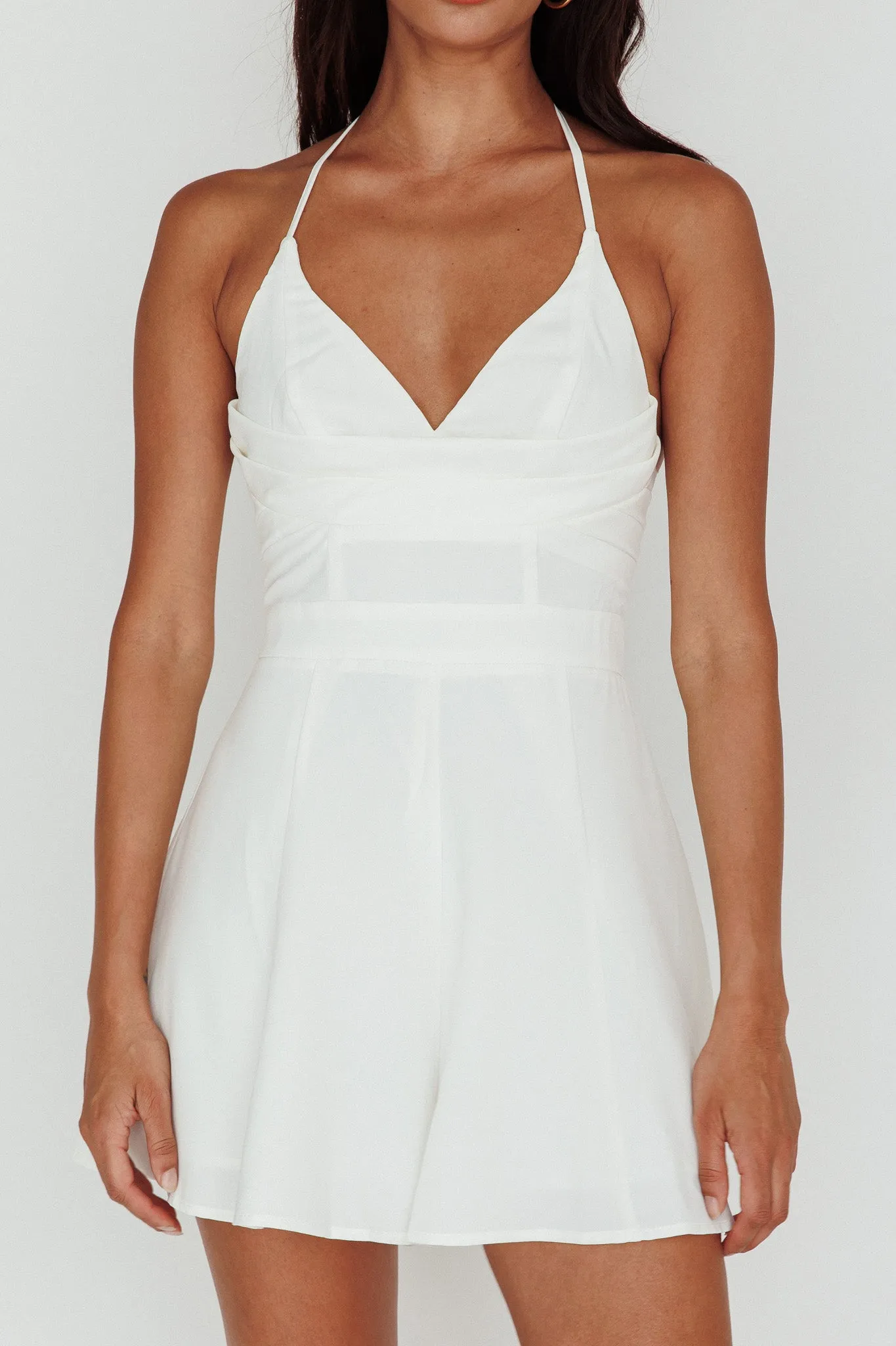 Summer Light Lace-Up Back Romper White sold by Selfie Leslie product image thumbnail 4