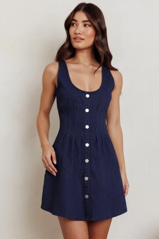 Zurich Sleeveless Denim Mini Dress Washed Blue | Parallel