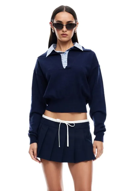 LIONESS Racquet Club Knit Navy sold by Selfie Leslie