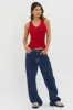 Off-Duty V-Neck Ribbed Knit Top Maroon sold by Selfie Leslie