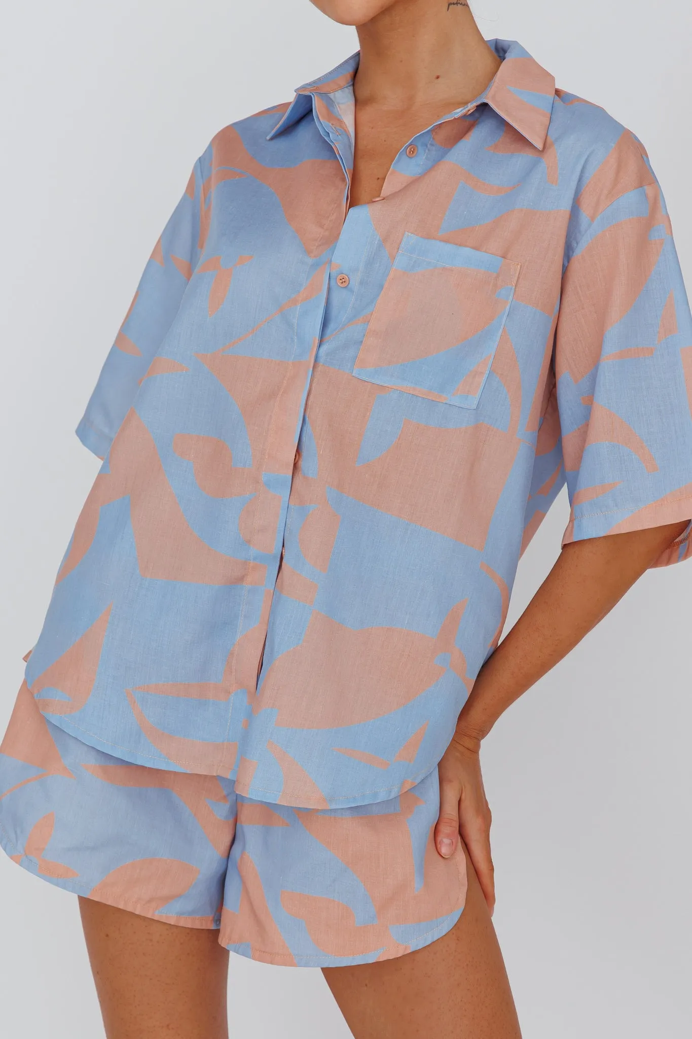 On Vacay Button-Up Shirt Print Blue sold by Selfie Leslie product image thumbnail 4