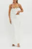 Rose Garden Satin Maxi Skirt White sold by Selfie Leslie