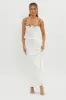 Rose Garden Satin Maxi Skirt White sold by Selfie Leslie