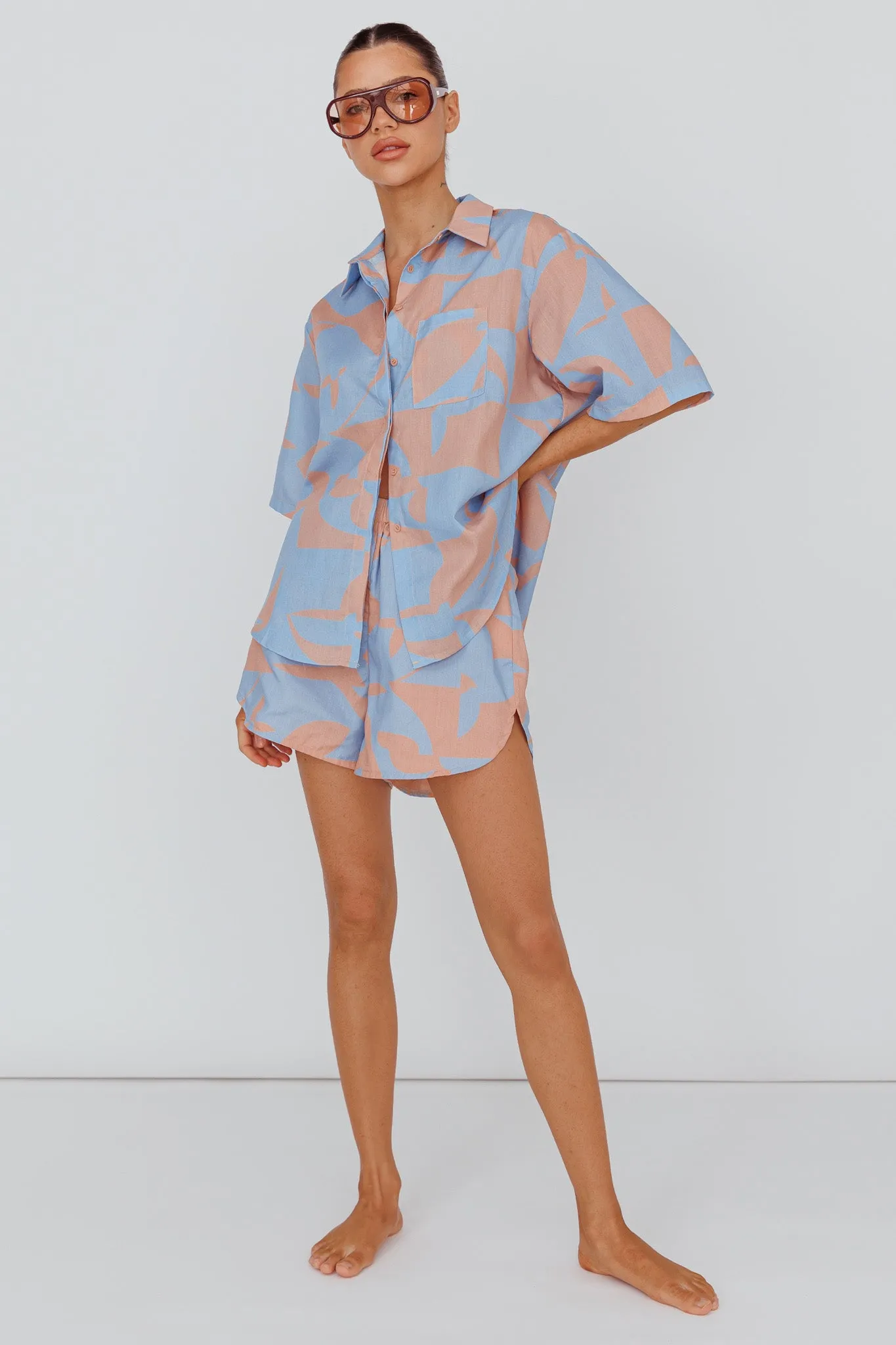 On Vacay Button-Up Shirt Print Blue sold by Selfie Leslie product image thumbnail 3