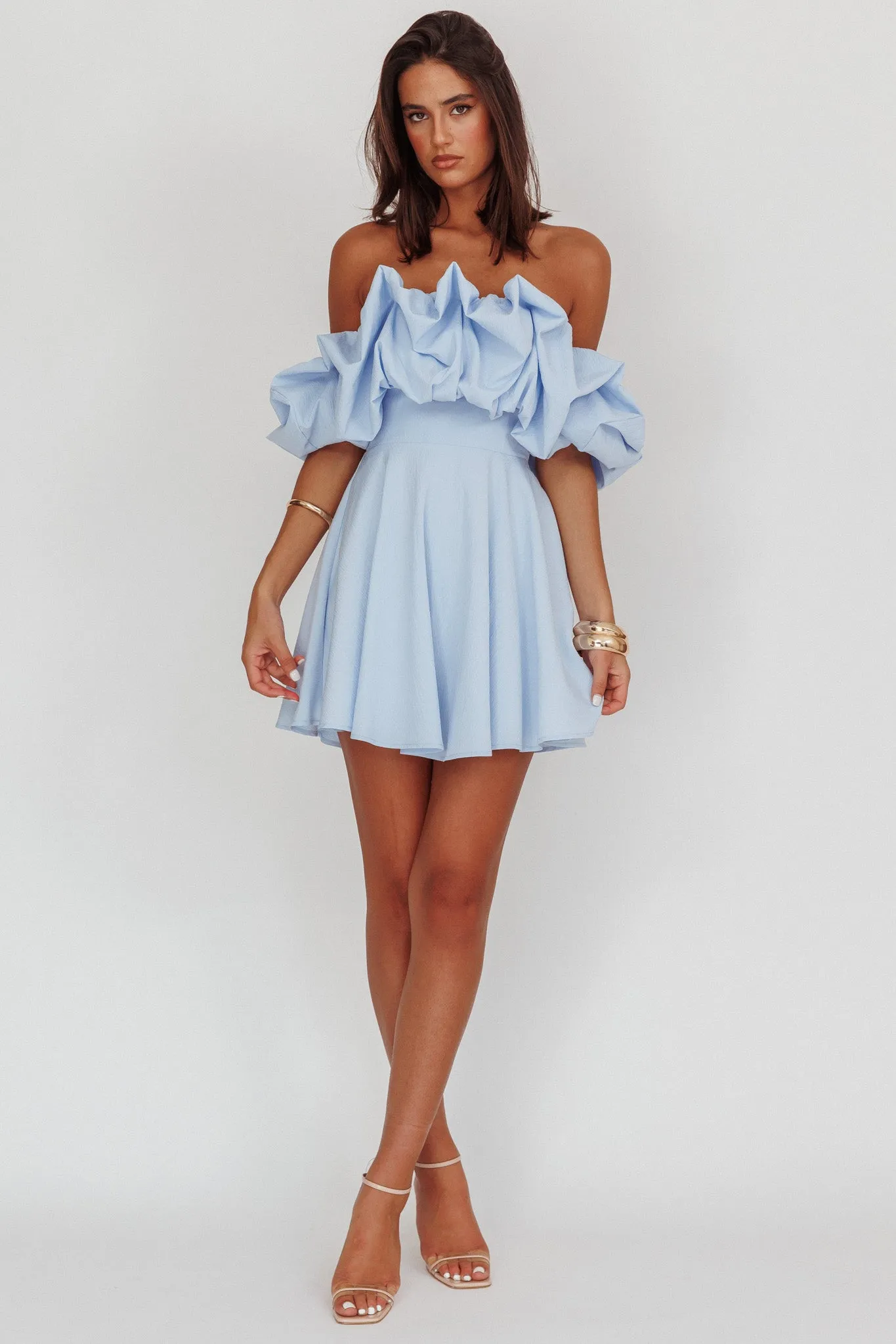 Kailynn Off-Shoulder A-Line Mini Dress Blue sold by Selfie Leslie product image thumbnail 3