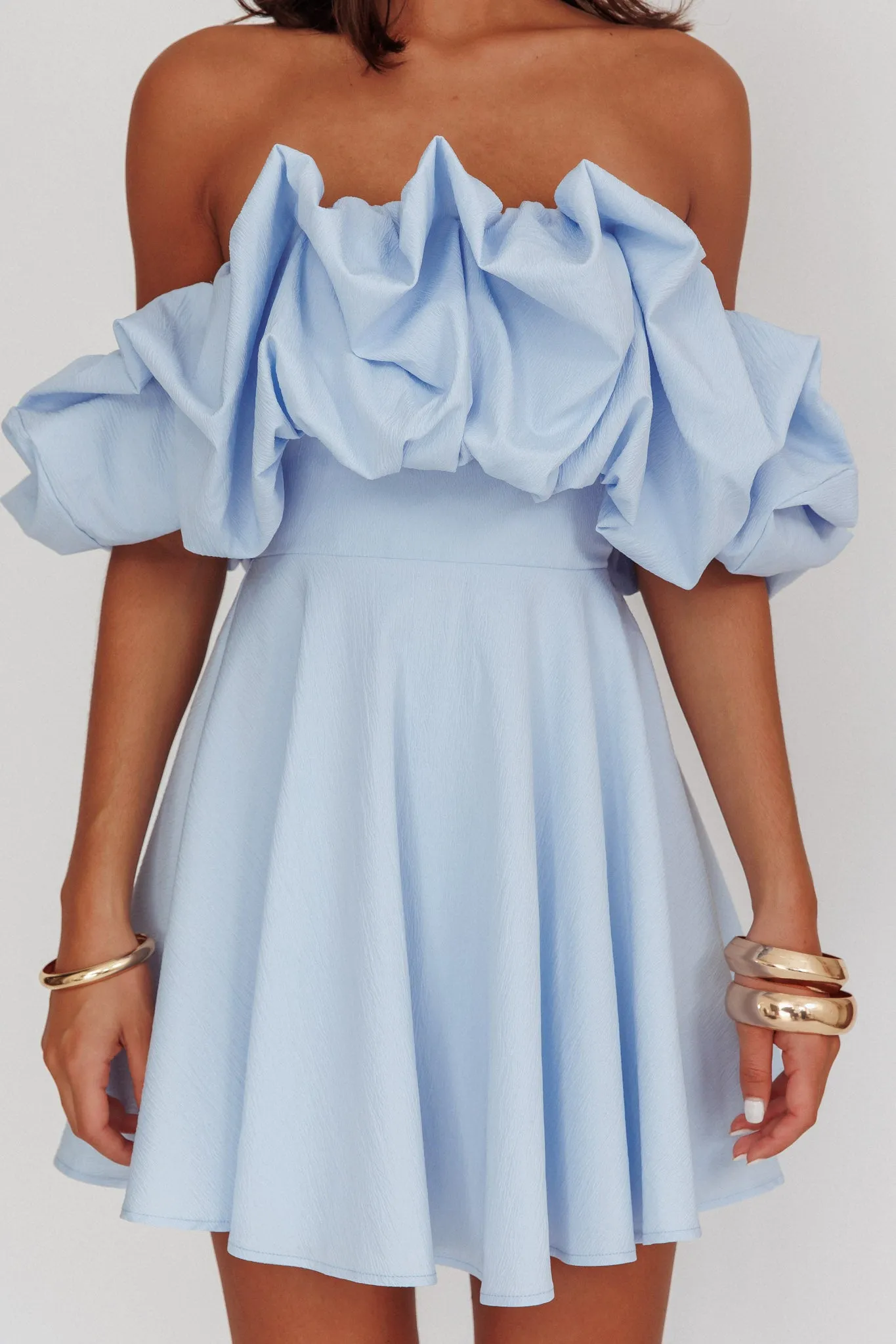 Kailynn Off-Shoulder A-Line Mini Dress Blue sold by Selfie Leslie product image thumbnail 4