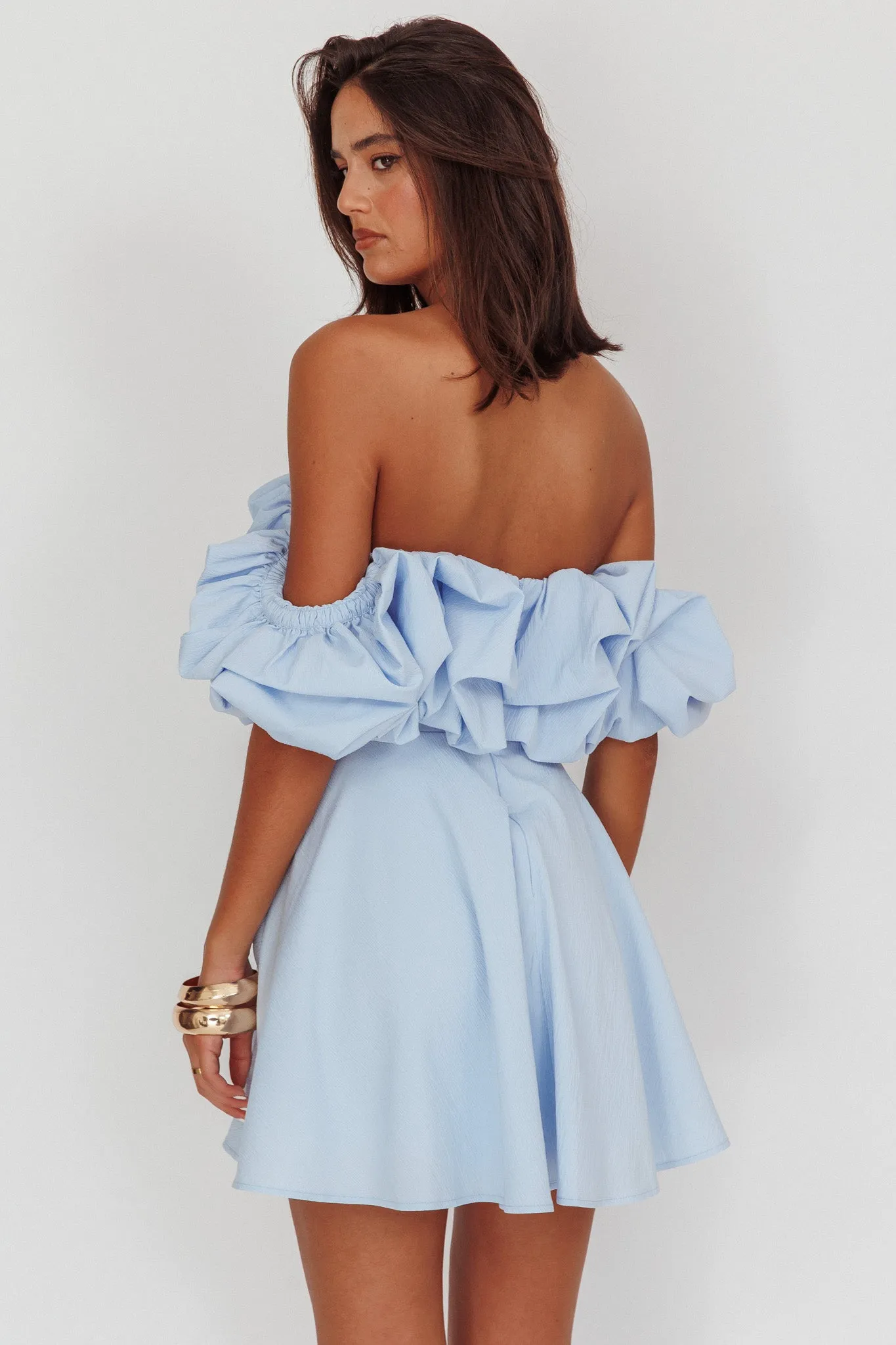 Kailynn Off-Shoulder A-Line Mini Dress Blue sold by Selfie Leslie product image thumbnail 2