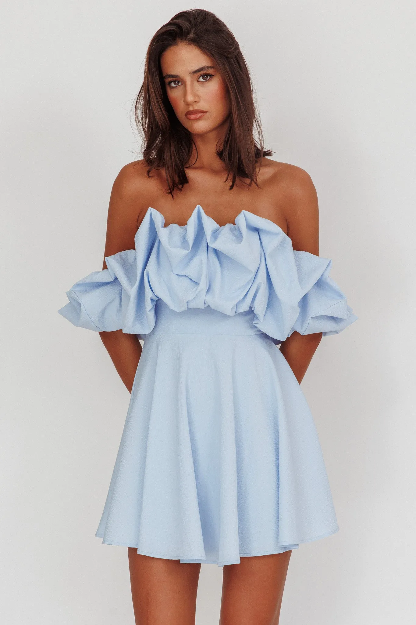Kailynn Off-Shoulder A-Line Mini Dress Blue sold by Selfie Leslie product image thumbnail 5