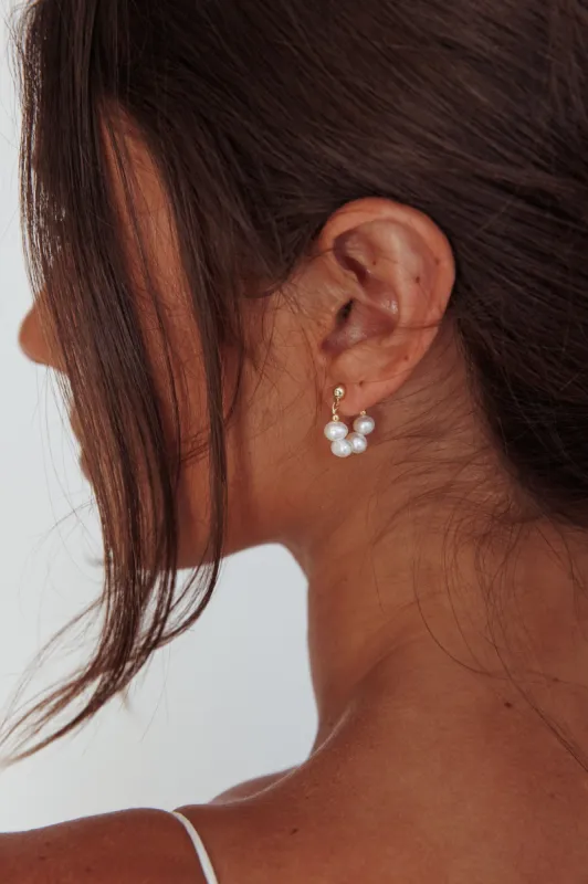 Milly Pearl Bead Earrings Gold sold by Selfie Leslie