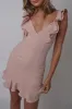 Moonlit Night Ruffle Strap Cut-Out Back Dress Blush sold by Selfie Leslie