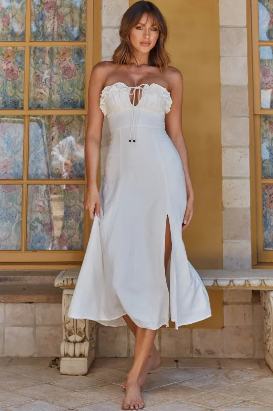 Under The Sun Tied Bust Midi Dress White sold by Selfie Leslie