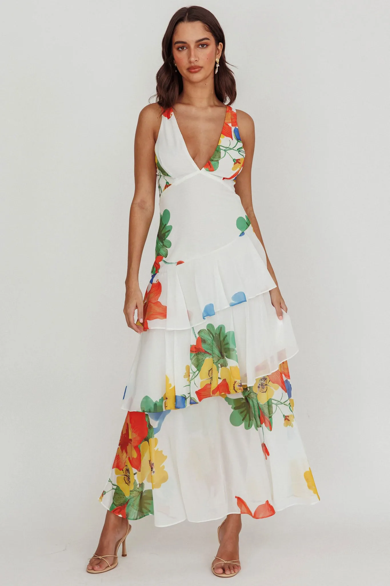 Veda Strappy Back Ruffle Maxi Dress White sold by Selfie Leslie product image thumbnail 5