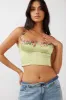 Rose Garden Floral Applique Crop Top Lime sold by Selfie Leslie
