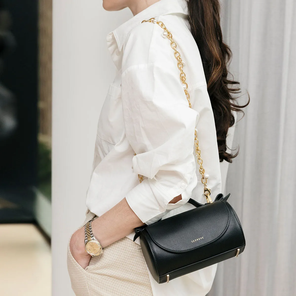 Pearl Drop Shoulder Chain | Plated Brass ($155 Value) sold by Senreve product image thumbnail 2