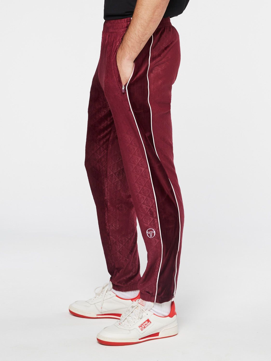 Debossed Velour Track Pants-Grape Wine sold by Sergio Tacchini