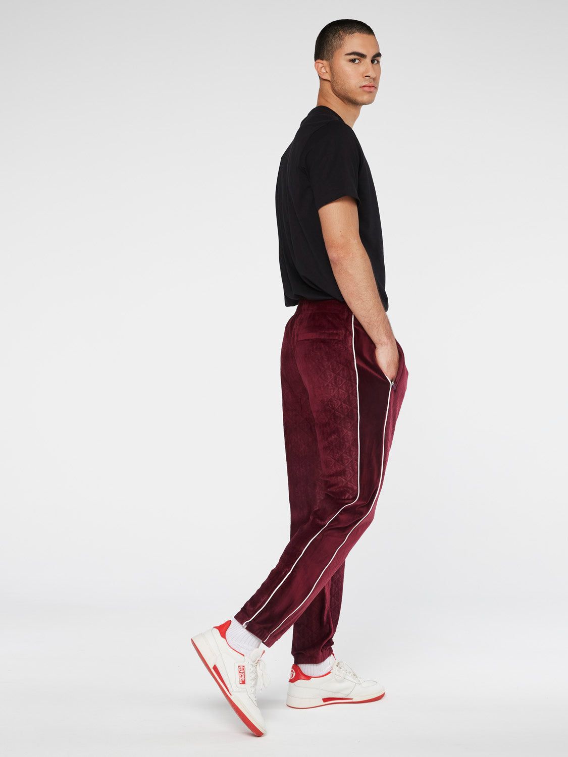 Debossed Velour Track Pants-Grape Wine sold by Sergio Tacchini product image thumbnail 3