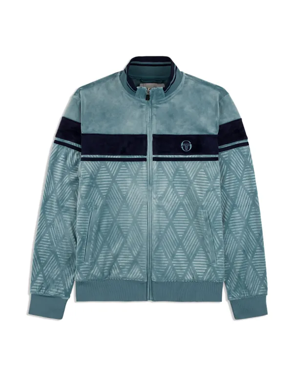 Debossed Damarindo Velour Track Jacket- Larkspur sold by Sergio Tacchini