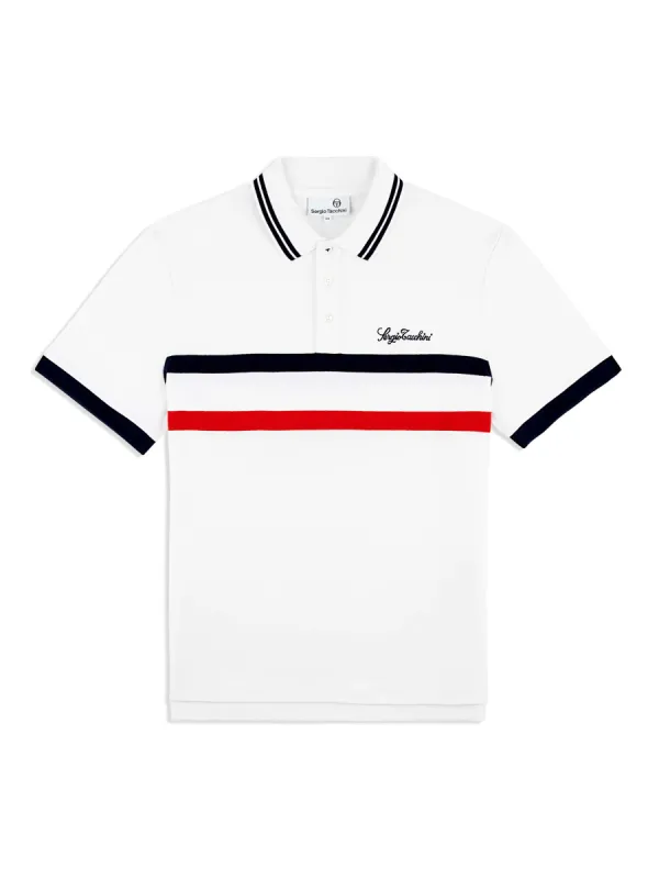 Vieste Stripe Polo- Brilliant White sold by Sergio Tacchini
