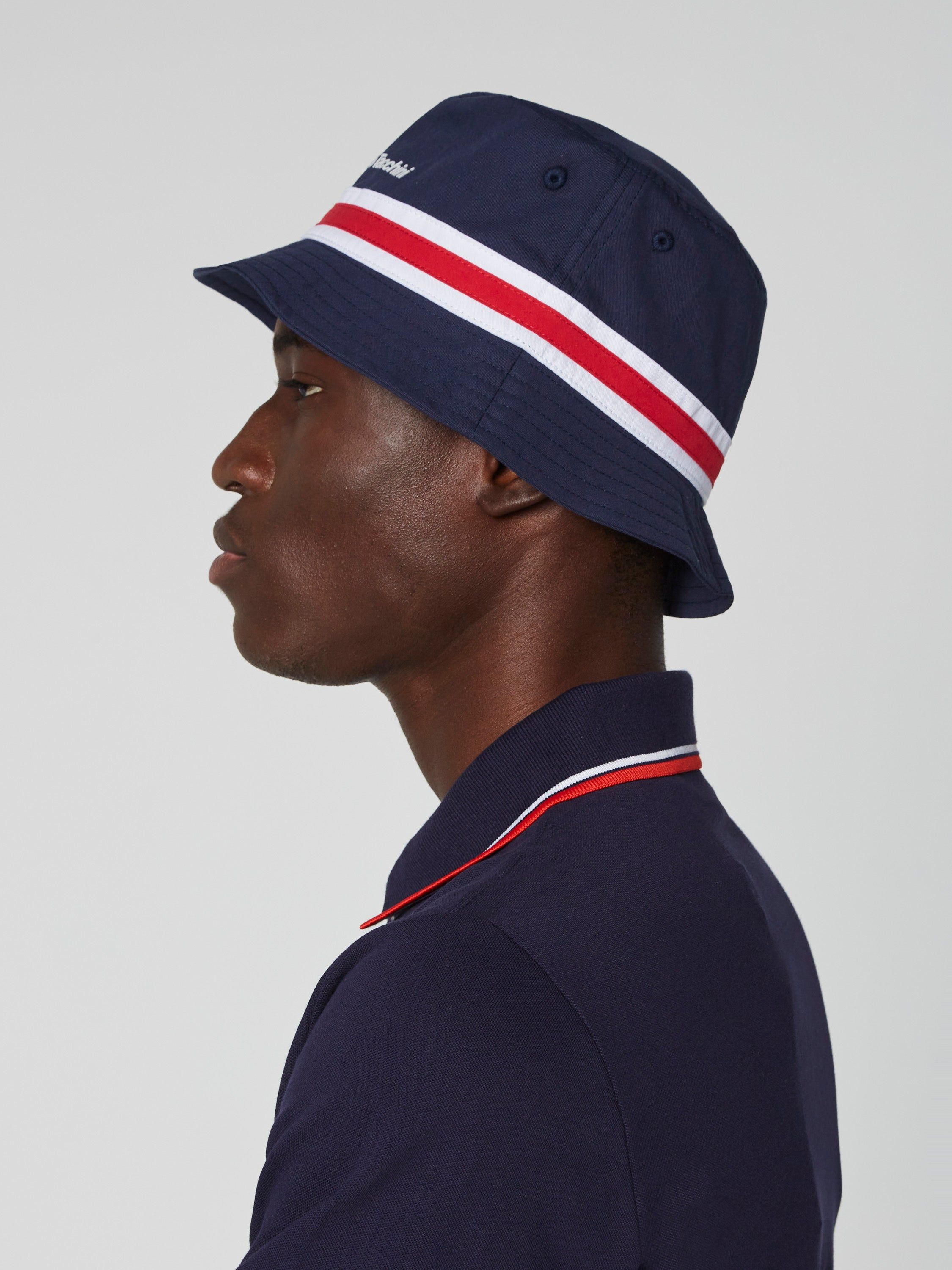 Asteria Bucket Hat- Navy/ Tango Red | Parallel