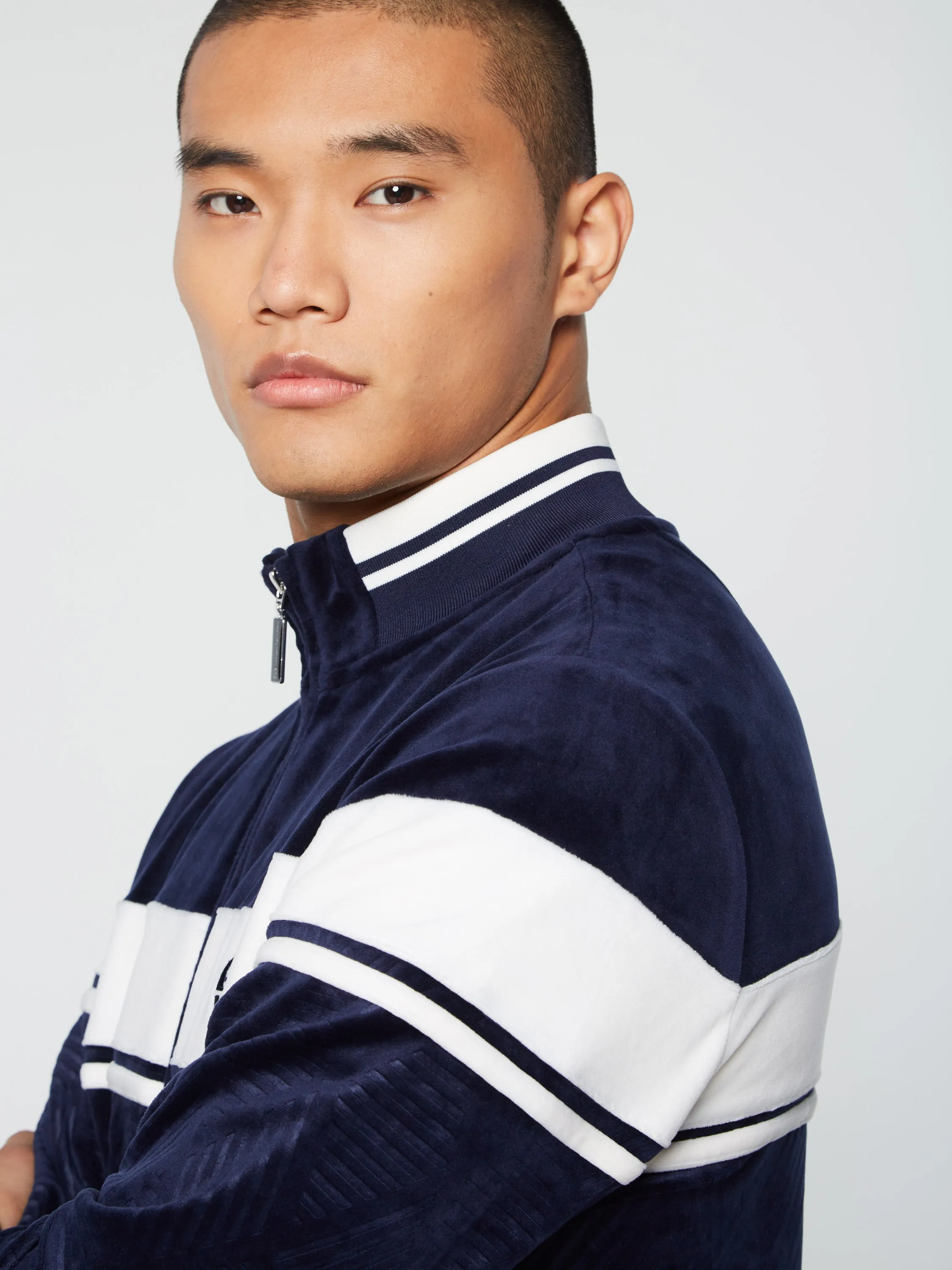 Debossed Damarindo Velour Track Jacket- Maritime Blue sold by Sergio Tacchini product image thumbnail 5