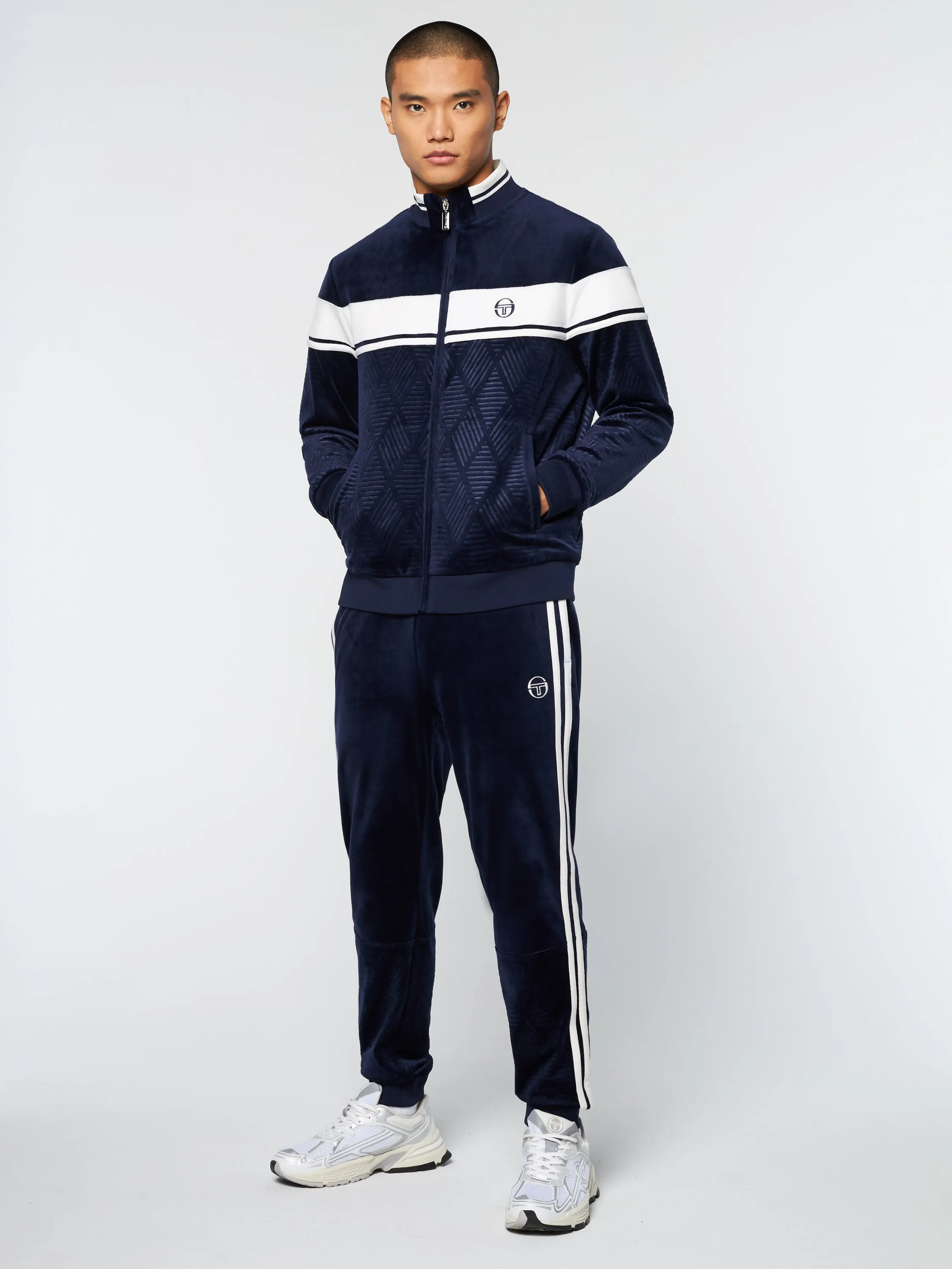 Debossed Damarindo Velour Track Jacket- Maritime Blue sold by Sergio Tacchini product image thumbnail 3