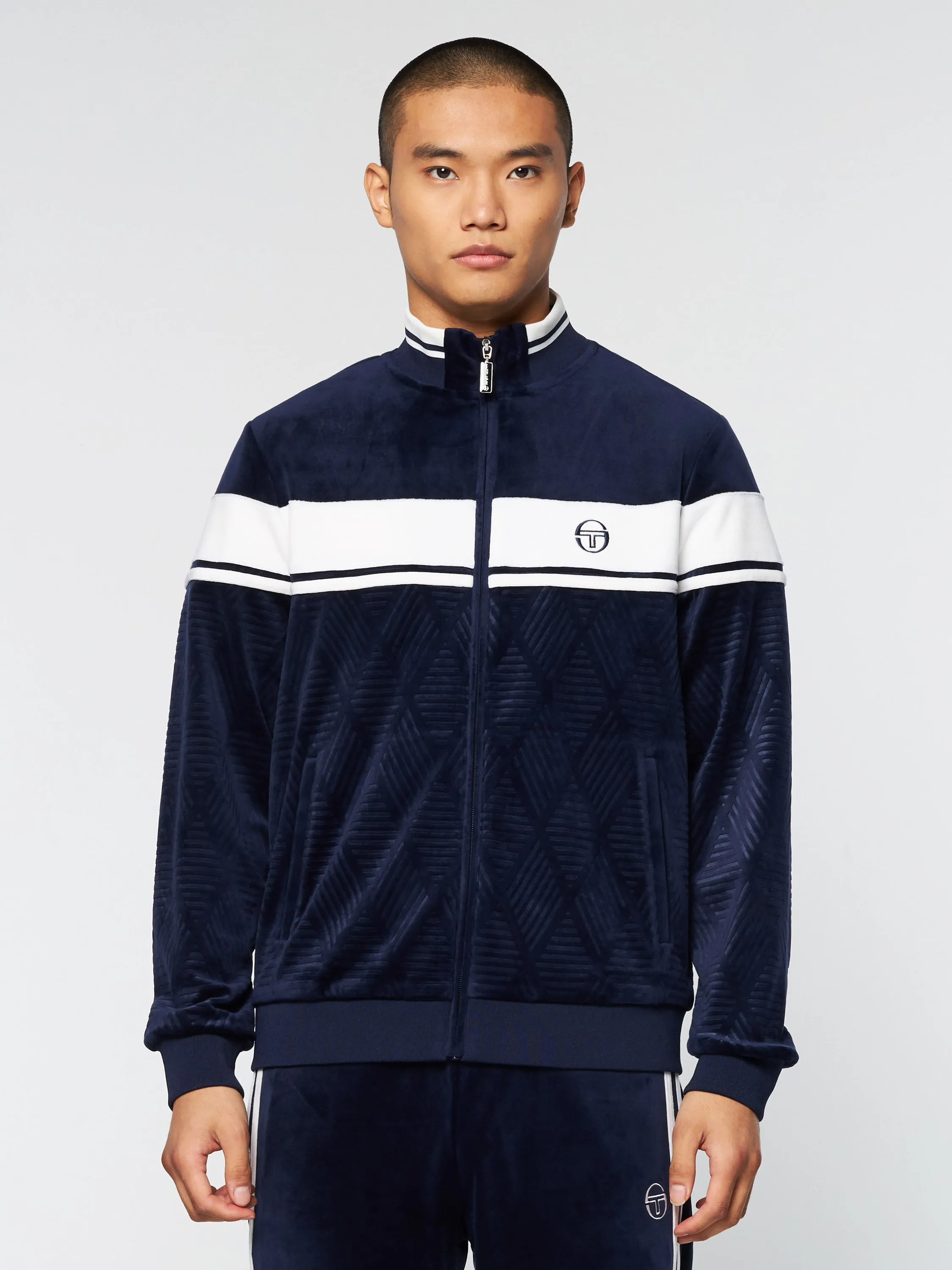 Debossed Damarindo Velour Track Jacket- Maritime Blue sold by Sergio Tacchini product image thumbnail 2