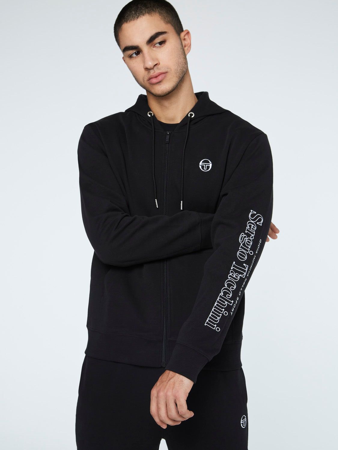 Serif Logo Zip-Up Hoodie-Black sold by Sergio Tacchini product image thumbnail 3