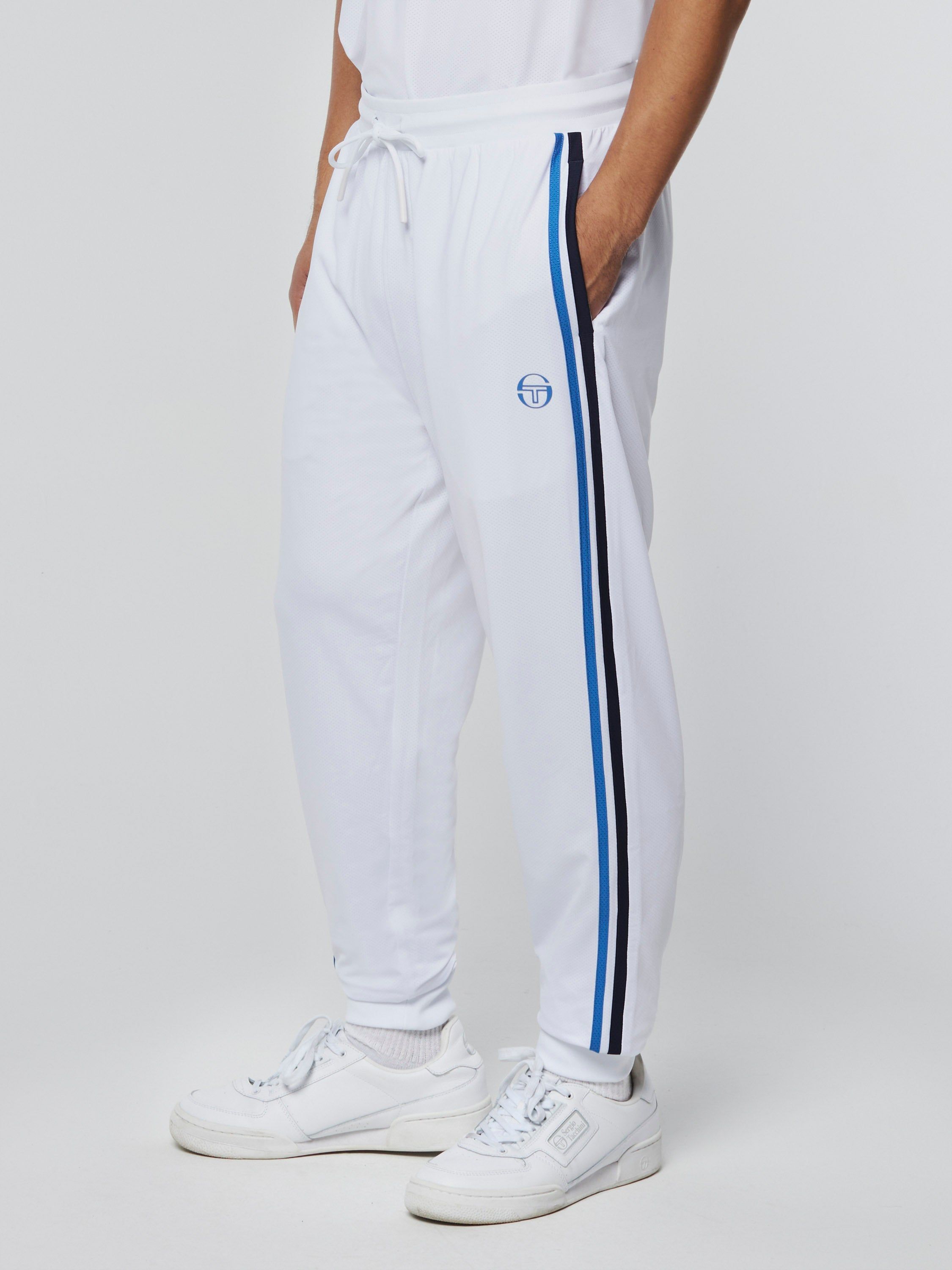 Mesh Damarindo Track Pant- White/ Maritime Blue sold by Sergio Tacchini