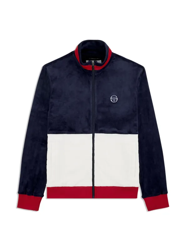Foggia Velour Debossed Track Jacket- Maritime Blue sold by Sergio Tacchini