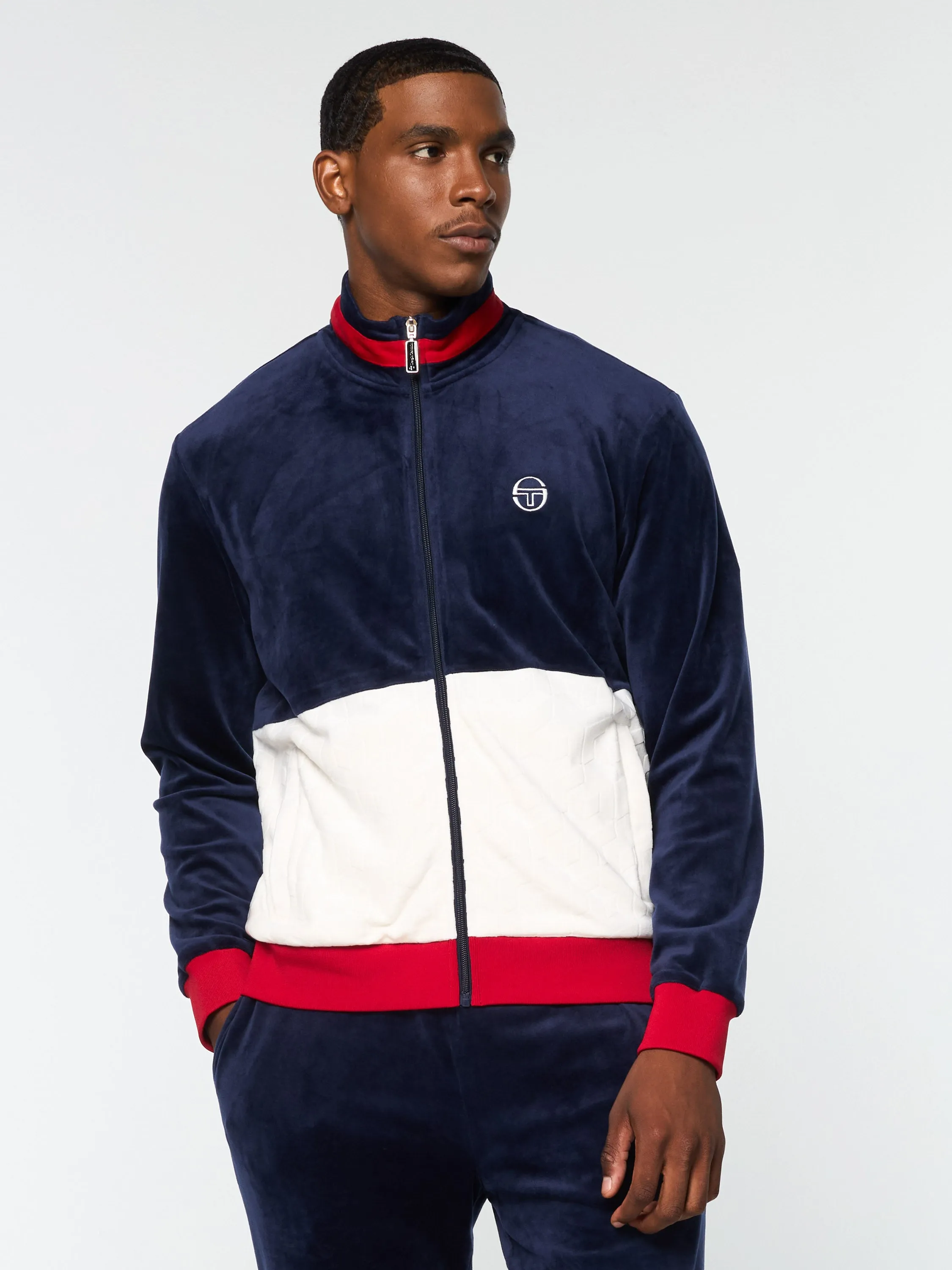 Foggia Velour Debossed Track Jacket- Maritime Blue sold by Sergio Tacchini product image thumbnail 4