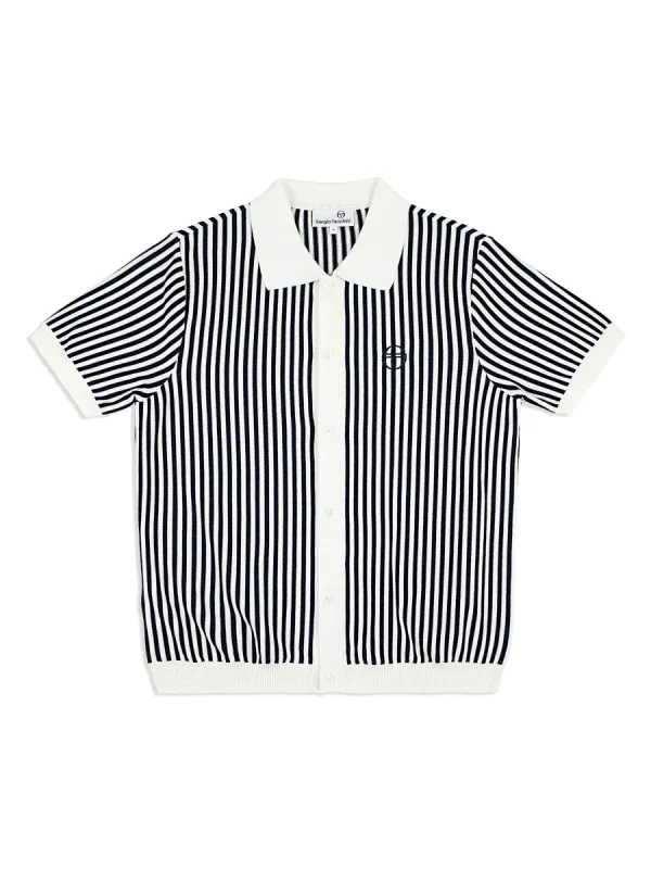 Abramo Knit Polo- Pearled Ivory/ Maritime Blue sold by Sergio Tacchini