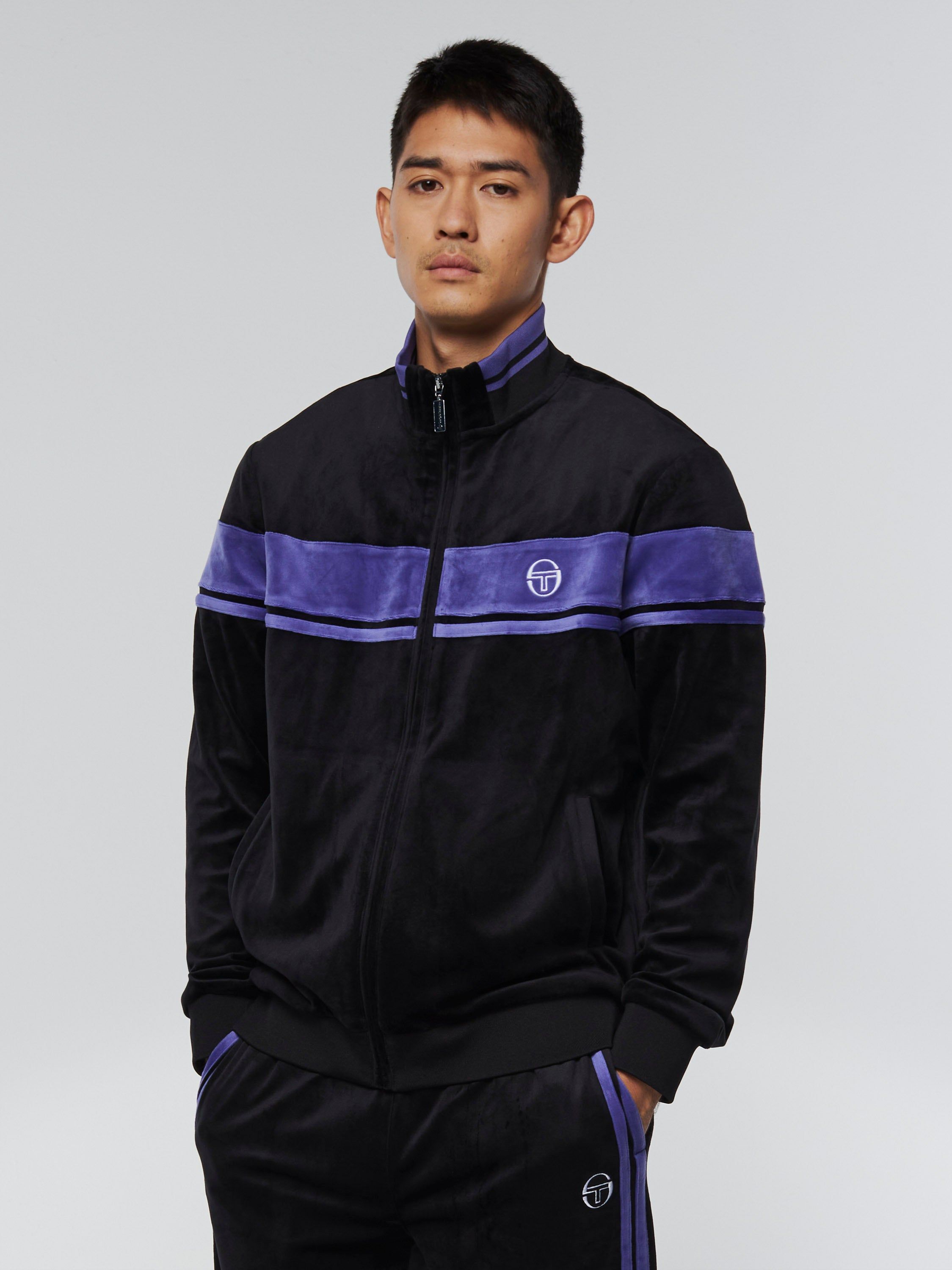 Damarindo Velour Track Jacket- Black/ Liberty sold by Sergio Tacchini
