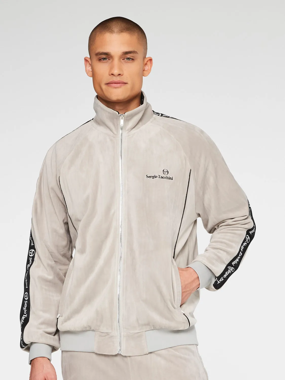 Logo Velour Track Jacket-Quiet Gray sold by Sergio Tacchini