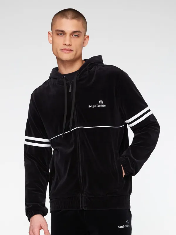 Scopeto Full-Zip Velour Hoodie-Black made by Sergio Tacchini