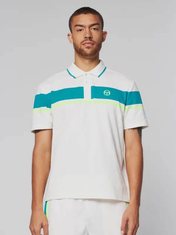 Damarindo Polo- Gardenia/ Blue Grass sold by Sergio Tacchini
