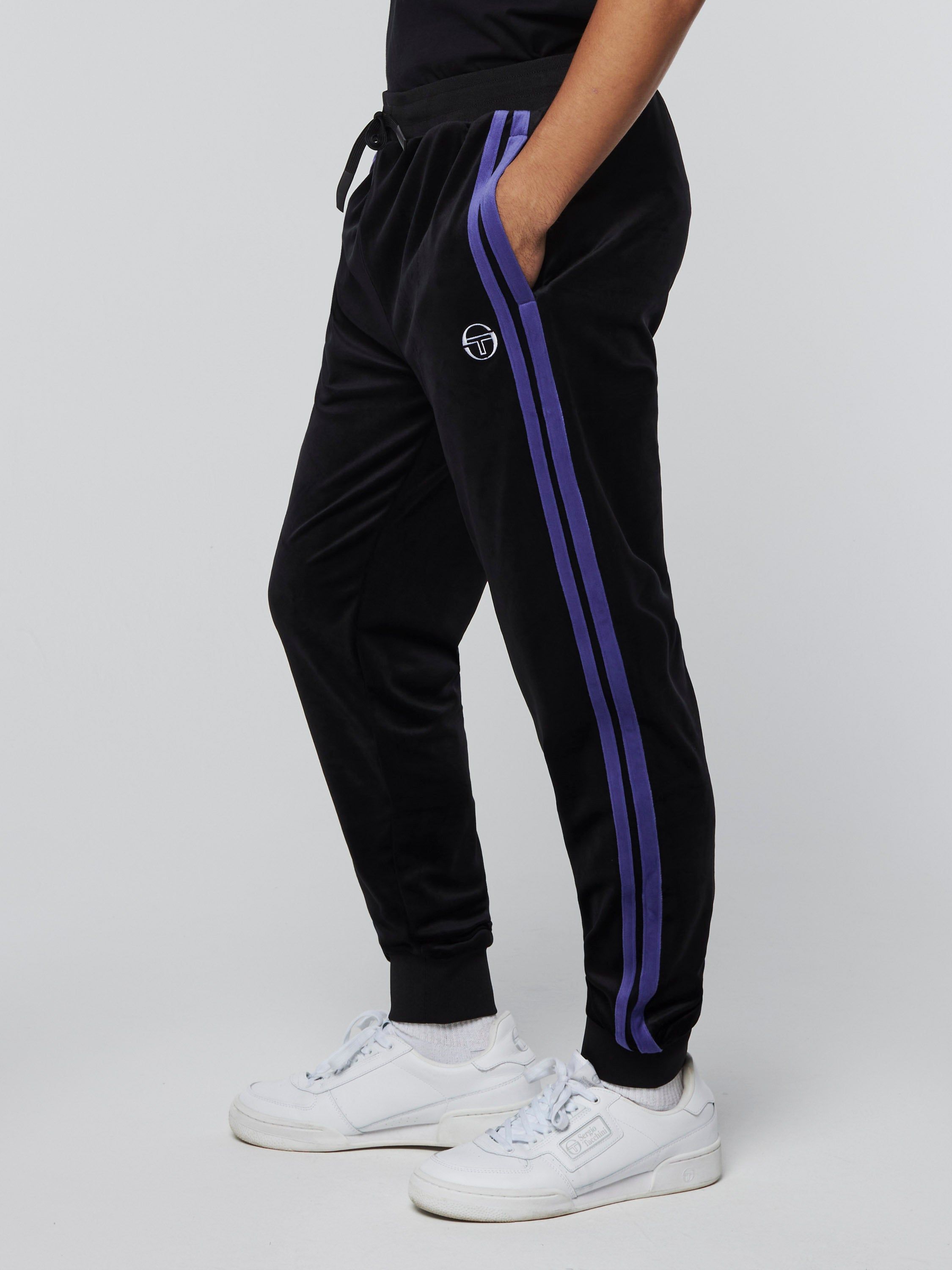 Damarindo Velour Track Pant-Black/ Liberty sold by Sergio Tacchini