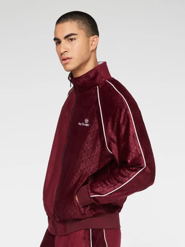 Debossed Velour Track Jacket-Grape Wine sold by Sergio Tacchini