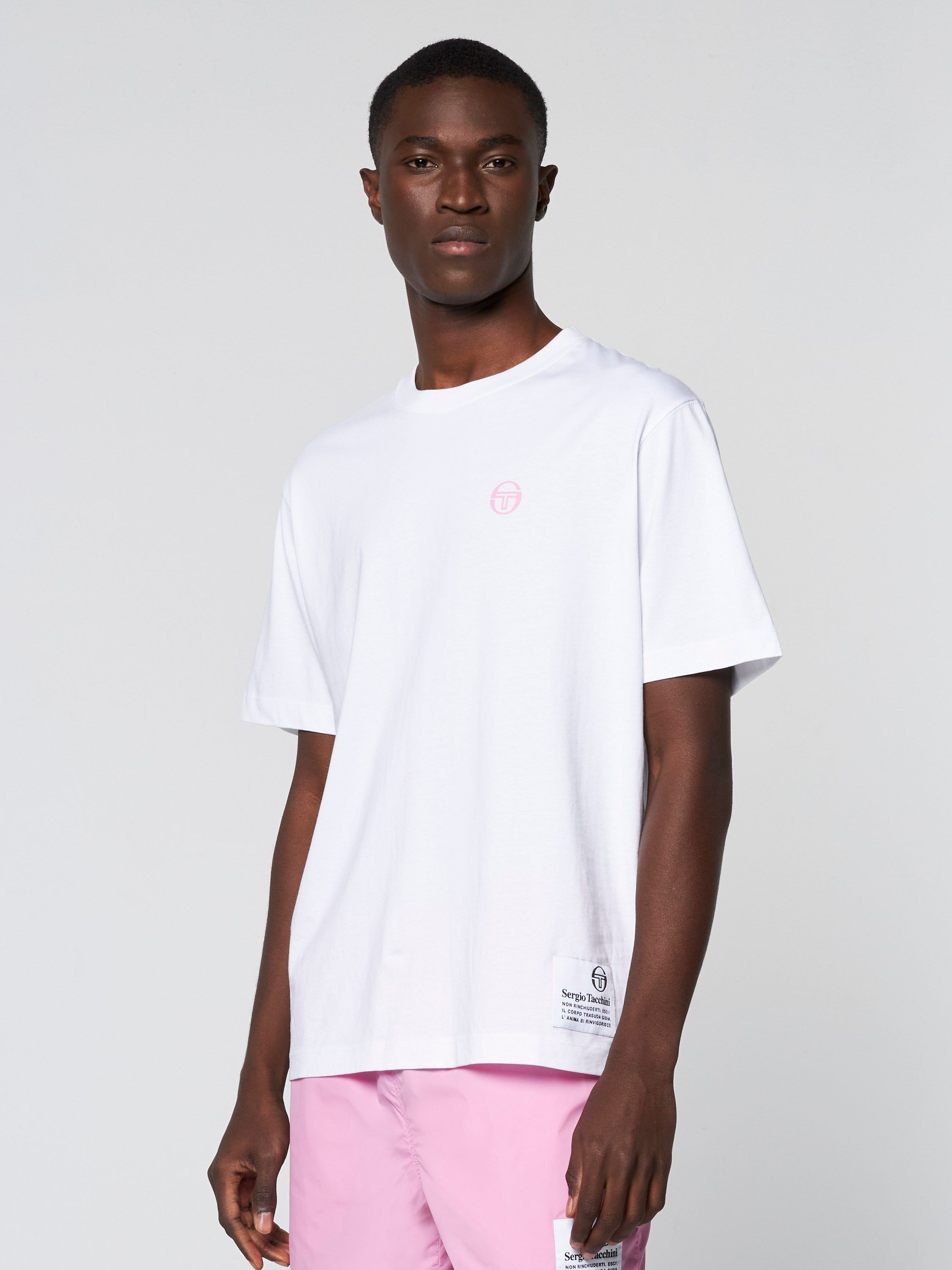 Vernazza T-Shirt- White/ Begonia Pink sold by Sergio Tacchini