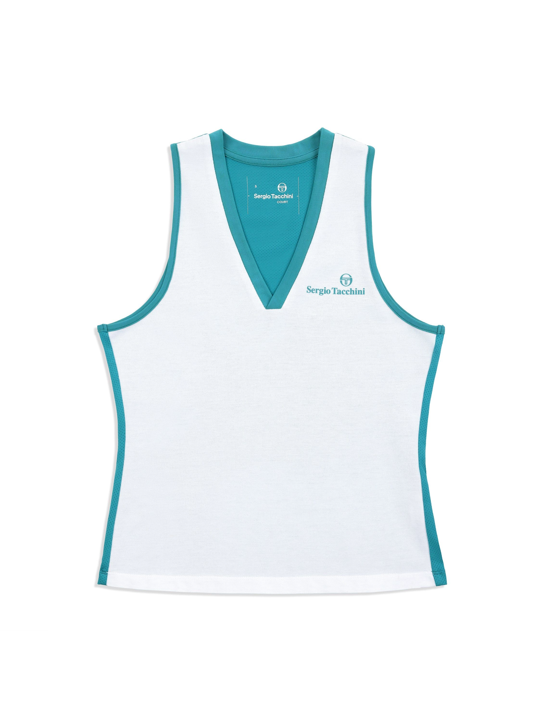 Women's Vigentino Tennis V-Neck Tank Top- White sold by Sergio Tacchini