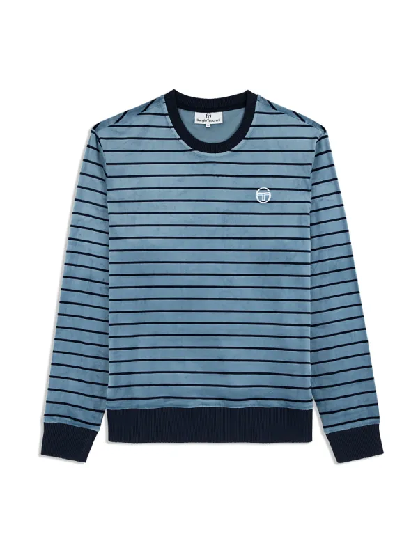 Foggia Velour Crewneck- Coronet Blue made by Sergio Tacchini