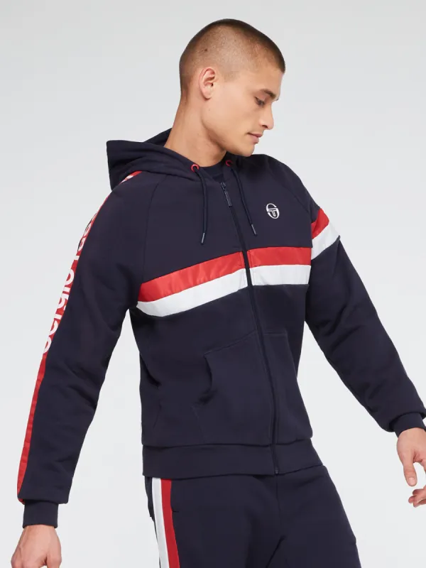 Fascia Full-Zip Hoodie-Navy/Tango Red made by Sergio Tacchini