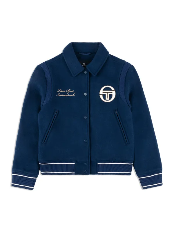 Women's Prep Wool Varsity Jacket- Maritime Blue sold by Sergio Tacchini