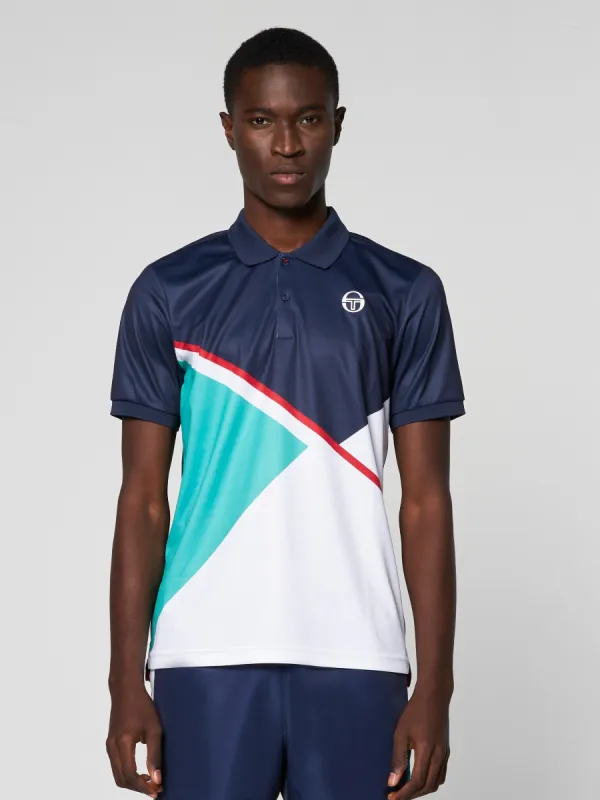 Scaleno Polo- Navy/Peacock Green sold by Sergio Tacchini