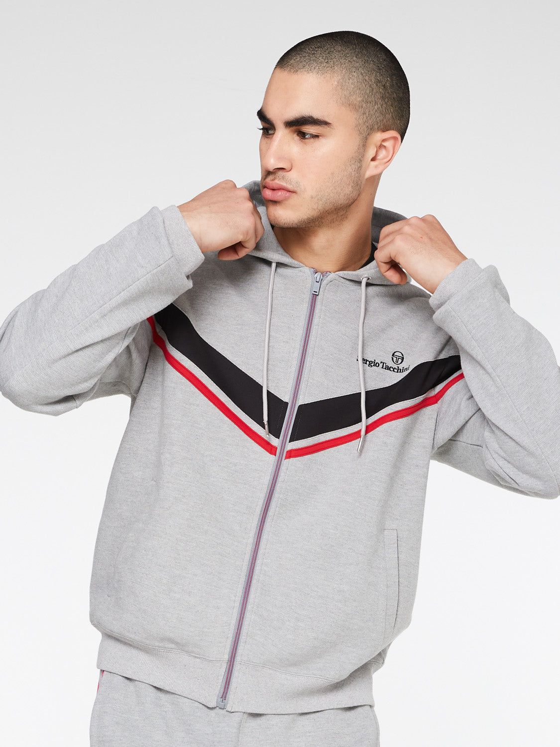 Line Zip-Up Hoodie-Heather Grey sold by Sergio Tacchini