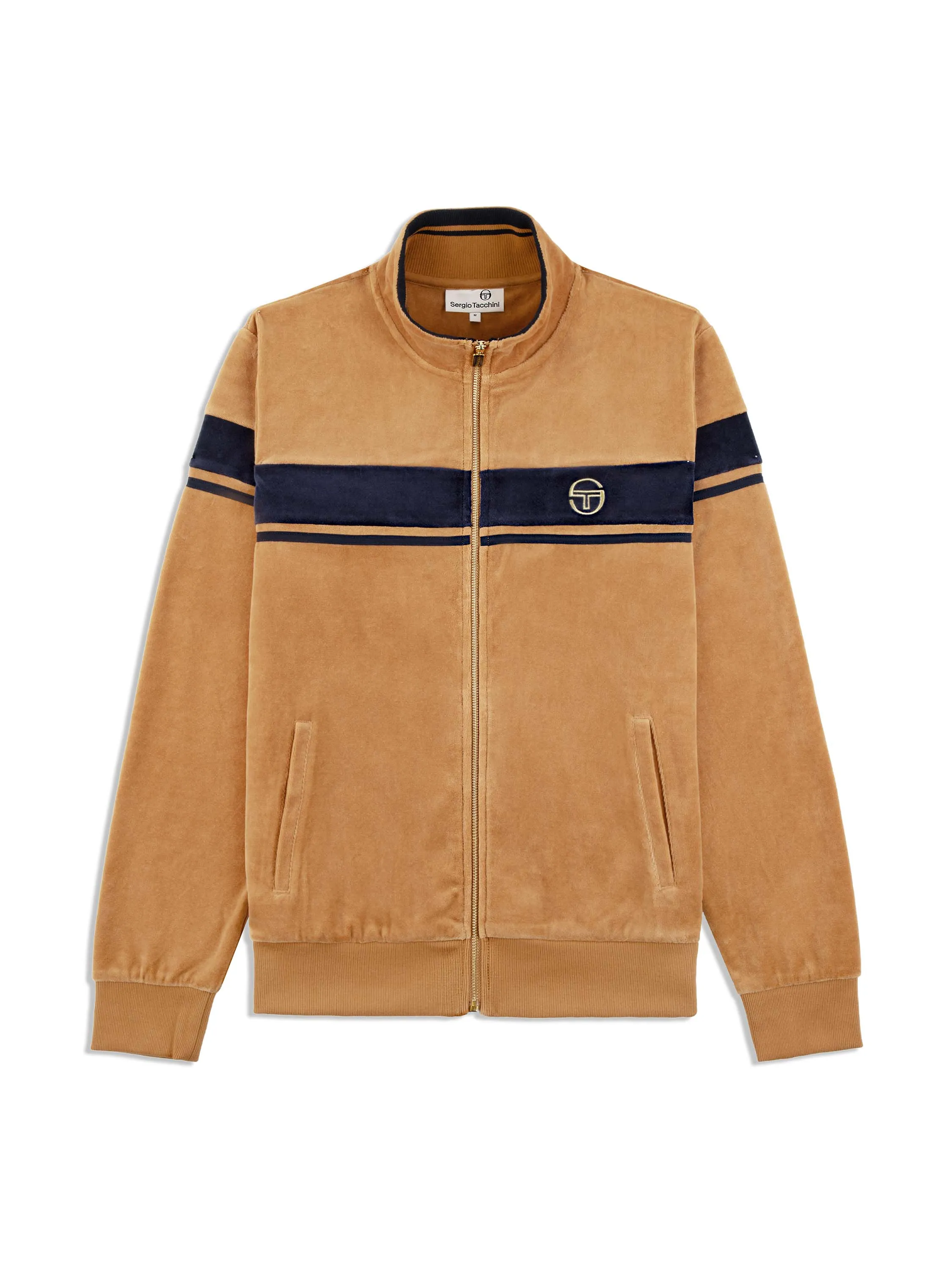 Damarindo Velour Track Jacket- Almond/ Maritime Blue sold by Sergio Tacchini