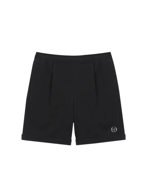 Resort Waffle Pintuck Shorts- Black/Black sold by Sergio Tacchini