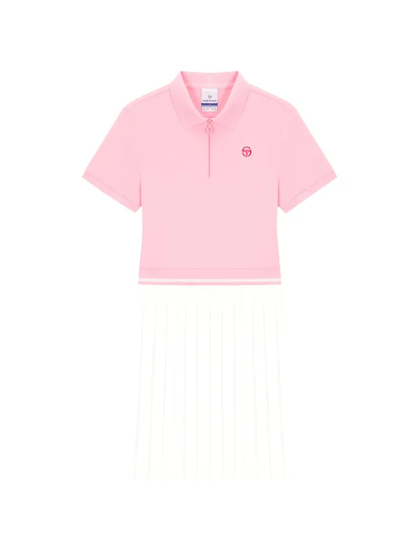 Jersey Mix Pleats Collared Dress- Light Pink sold by Sergio Tacchini