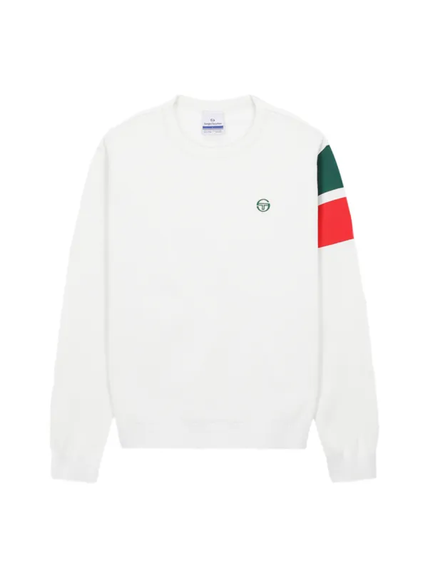Flag Tech Knit Crewneck Sweatshirt- Off White made by Sergio Tacchini