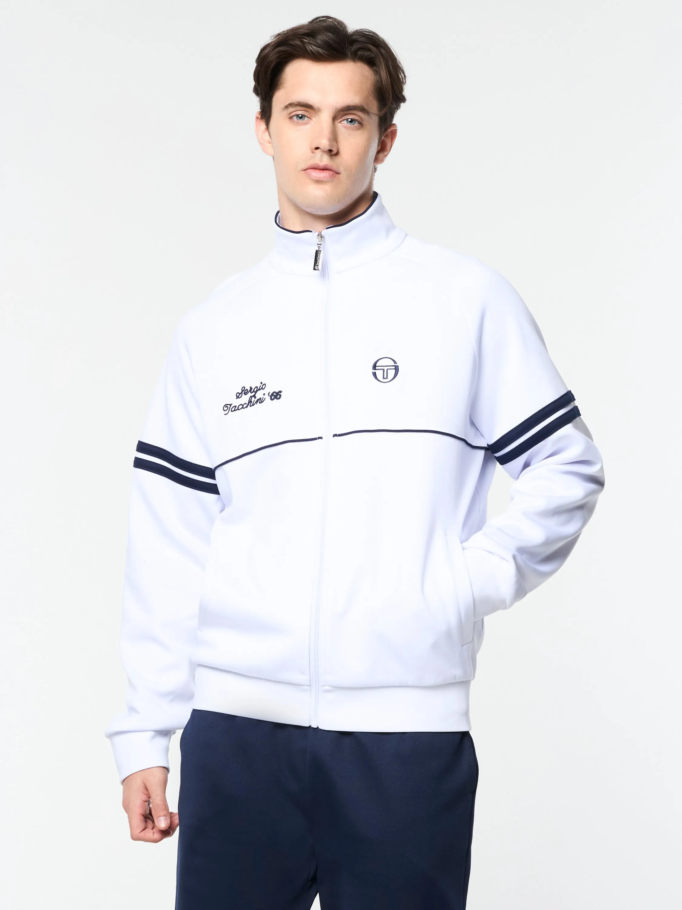 Orion Davis Track Jacket- White/ Maritime Blue sold by Sergio Tacchini